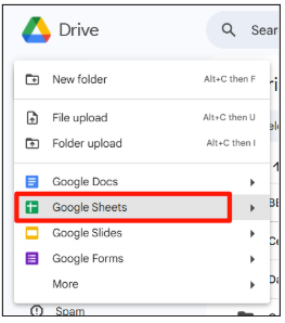 Click on New  Google Sheets.