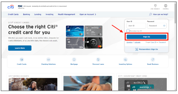 log into your Citi account.