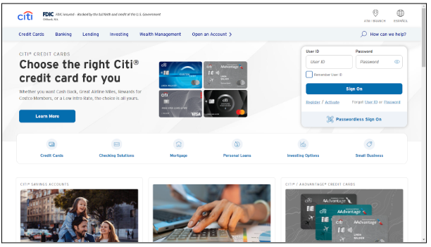 official Citibank website