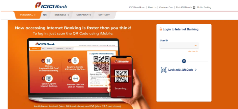  ICICI bank Website